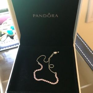 EUC Pandora tennis bracelet. Pink rhinestones.